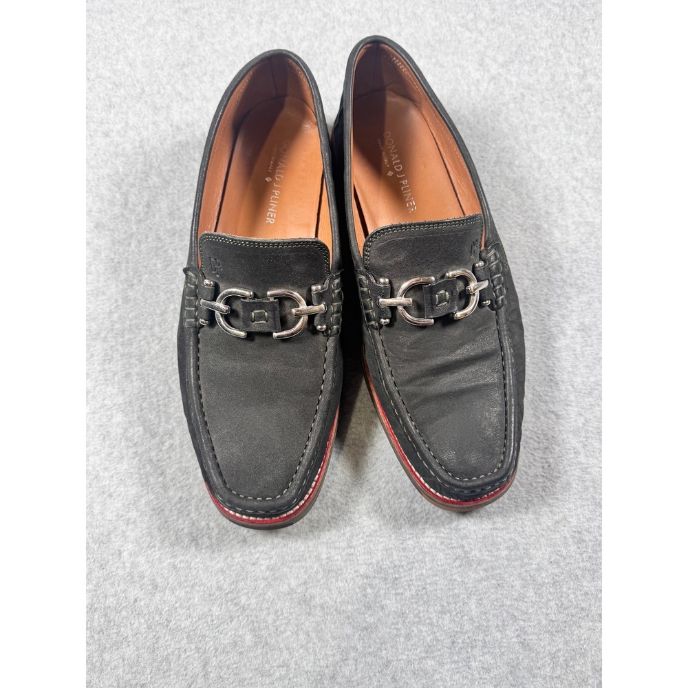 Donald J Pliner Rustee Black Leather Bit Loafers Mens 10.5 M Made in Italy E6E6